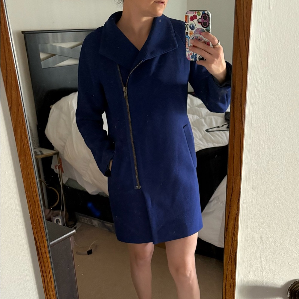 J. Crew Double Cloth Wool Coat in Rich Blue